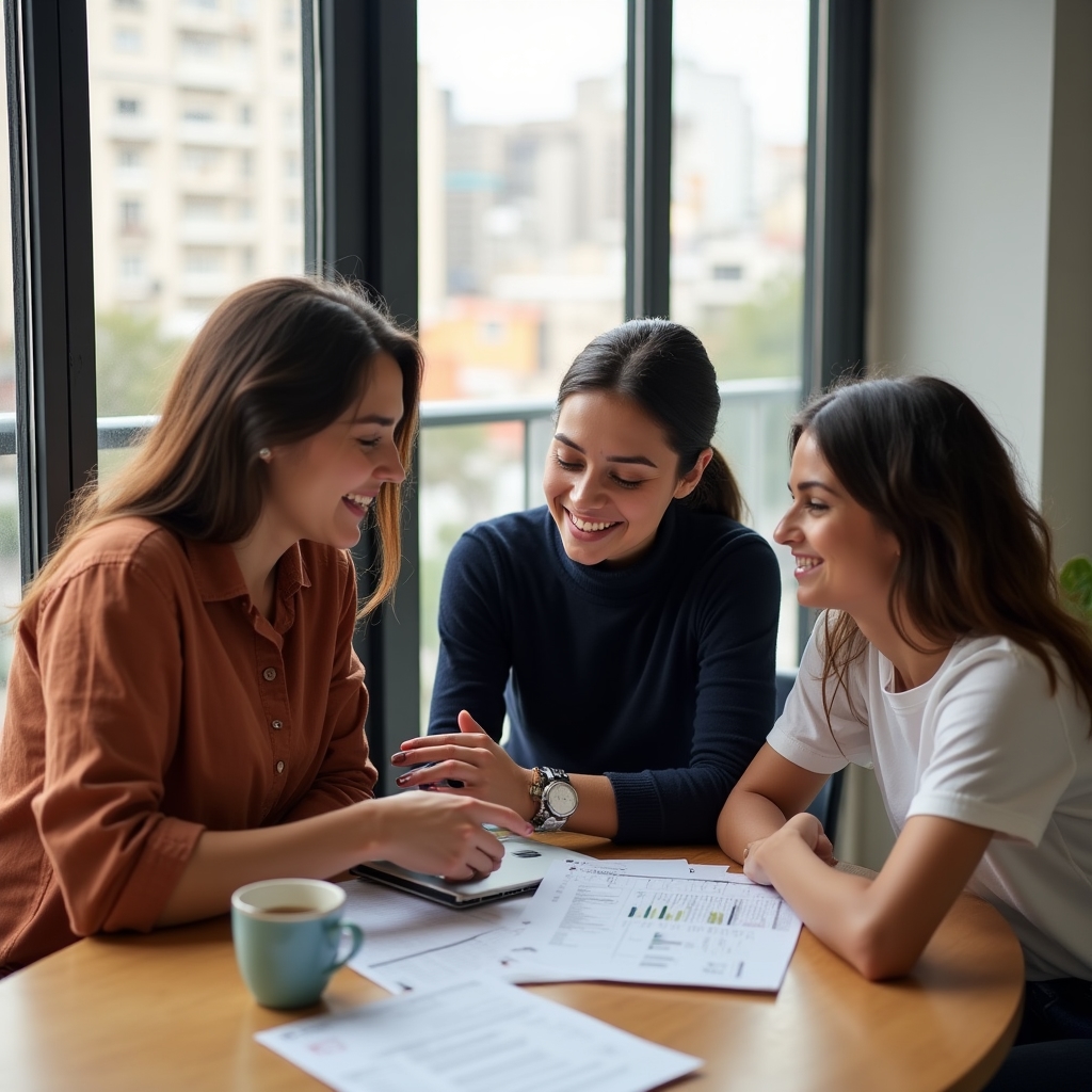 Tenants discussing rental information in a collaborative setting
